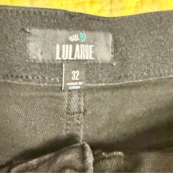 LuLaRoe Black Jean Shorts with Blue Accents with hidden elastic waistband - Picture 3 of 3